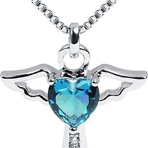 Silver Necklace For Women, Angel Crystal Necklace, 925 Sterling Silver Necklace